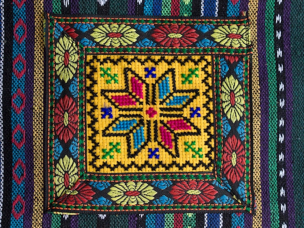 Traditional embroidered pattern on fabric
